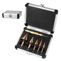 XDENDP Step Drill Bit, 5PCS Step Drill Bit for Metal, HSS Titanium High Speed Steel Step Bit, Step Bits for Metal, Total 50 Sizes with Storage Case, for DIY Lovers Drilling Metal Wood Aluminum Plastic