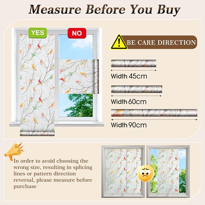 Coavas Stained Glass Window Film, Decorative Frosted Glass Window Privacy Film - Image 8