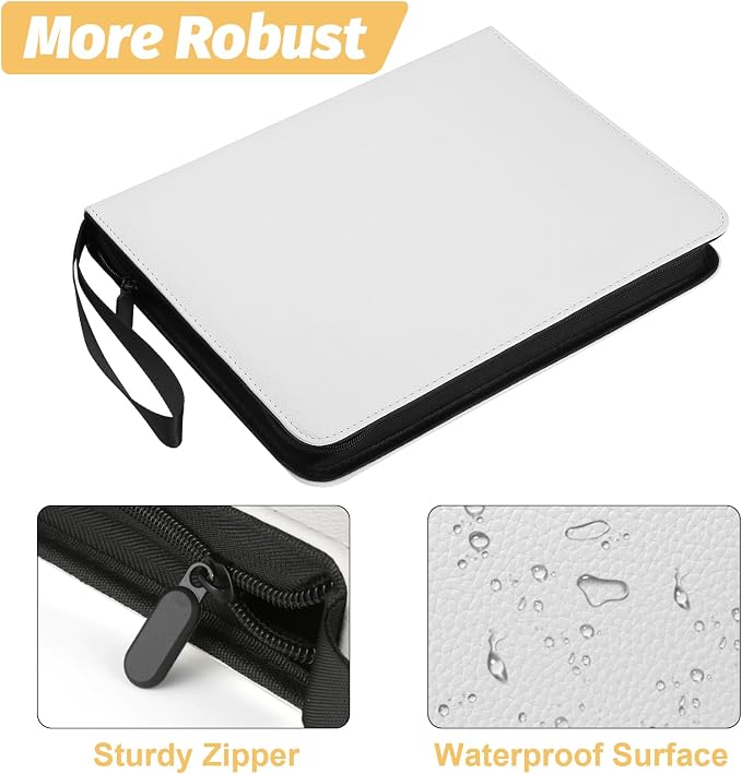 GERMUN 3 Ring 9 Pocket Zipper Card Binder, 720 Double Sided Standard PU Trading - Image 4