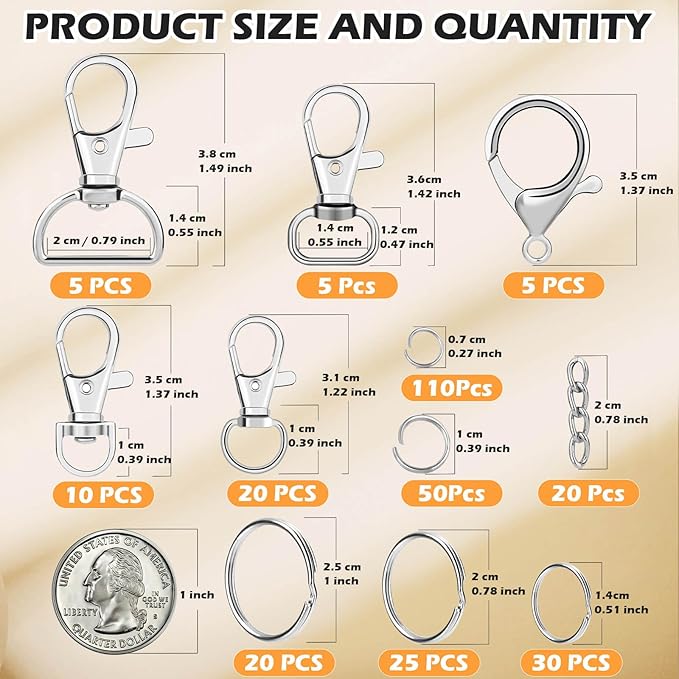 PAXCOO 300PCS Keychain Making Kit, Keychain Craft Supplies Including Key Chain - Image 2