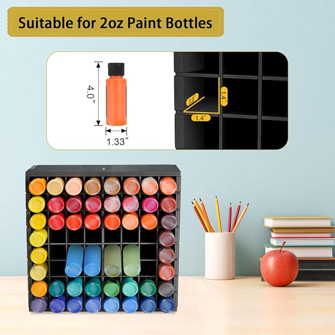 Krafetto 64 Grids Craft Paint Storage Organizer, Wall-mountable Paints Holder - Image 3