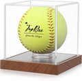 JupDec Softball Display Case Clear Acrylic Ball Holder, UV Protected Cube by JupDec