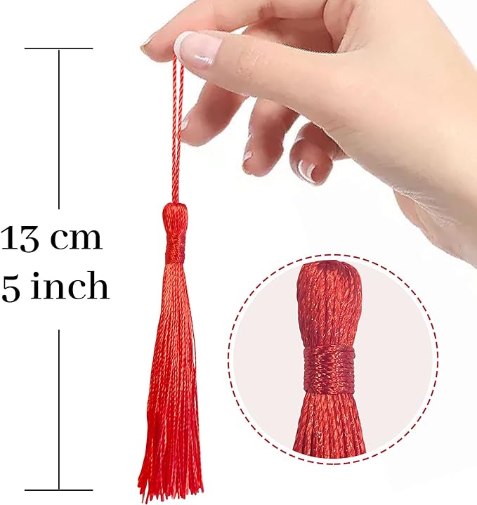 100 Pcs 13cm/5 Inch Silky Handmade Soft Craft Mini Tassels - Image 2