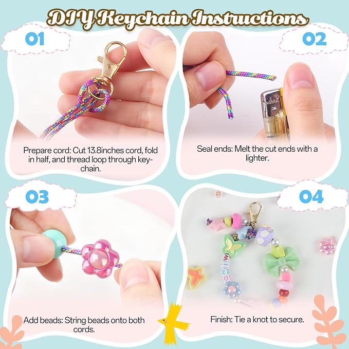 Ecoofor 487 PCS Beaded Keychain Making Kit, Acrylic Letter Beads - Image 5