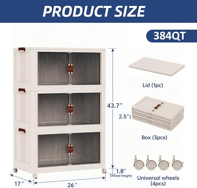 SAILUN 87Gal/348Qt Stackable Storage Bins Folding Collapsible Storage Bins - Image 6