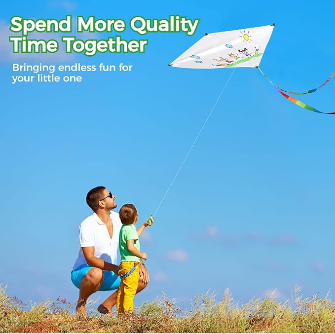 B bangcool DIY Kids Kite Kites Making Painting White Paper Blank Kites - Image 4