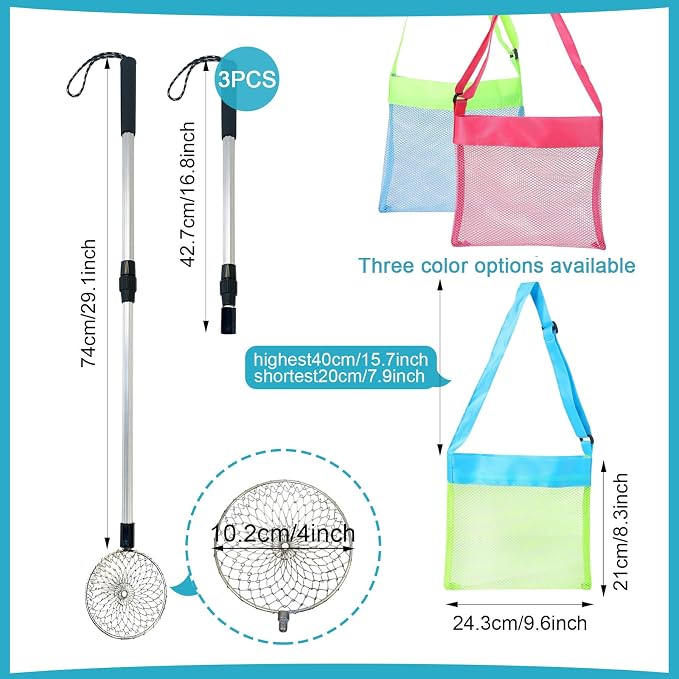 6Pcs Beach Sand Sifter, Adjustable Shark Teeth Sifter Shell Shovel Rock Scooper - Image 2