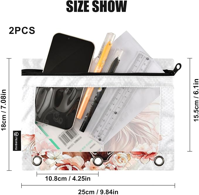 Custom Brown Horse Flower Pencil Pouch - Image 3
