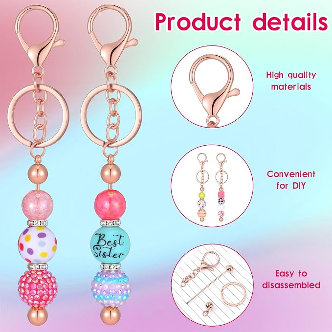 Sasylvia 60 Pcs Beadable Keychain Bars Bulk Making Kit 20 Beaded Keychain 20 - Image 3