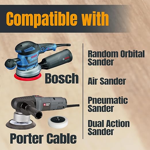 POWERTEC 60 Grit, 25 PK, 6 Inch Sanding Discs – Hook and Loop, 6-Hole Aluminum Oxide Orbital Sander Pads, Woodworking & Paint Round Sandpaper for Random Orbital, Air, Pneumatic & DA Sanders (45206)