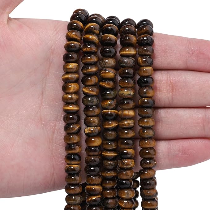 Songxi 5x8mm Natural Yellow Tiger Eye Stone Rondelle Beads, Gemstone by SongXi
