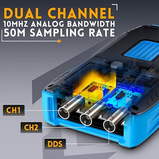 FNIRSI 2C23T Digital Oscilloscope Multimeter DDS Generator 3 in 1, 2 Channels, 10MHz Bandwidth, 50MSa/s Sampling Rate, 10000 Counts, Voltage, Current, Capacitor, Resistor, Diode Test