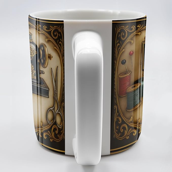 Personalized Classic Sewing Machine Design Coffee Mug, Ceramic Sewing Mug - Image 9
