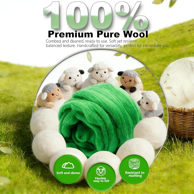 Wool Roving-3.5oz Needle Felting Wool, Soft Multi-Color Wool Fiber, Perfect - Image 5