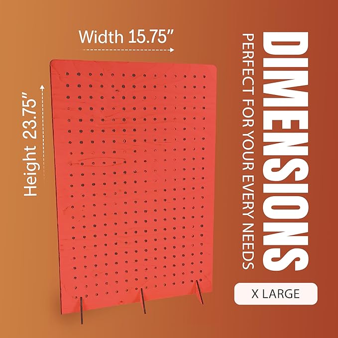 Torched Pegboard Display Stand for Jewelry, Craft Shows, Selling, Vendor Events, Tools, Peg Board Accessories Rack Organizer, XXL 15.75" L x 4.3" W x 23.75" H, RED