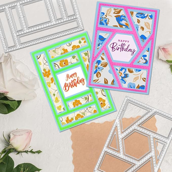 3 PCS Rectangular Die Cuts for Card Making, AFUNTA Frame Scrapbook Metal - Image 3