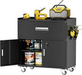 Metal Garage Storage Cabinet with Wheels, Lockable Rolling Tool Chest with Wheels, Tool Cabinet on Wheels, Metal Rolling Utility Cabinet for Home, Office, Garage and Workshop, Black