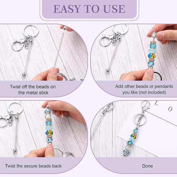 Tondiamo 24 Pcs Beadable Keychain Bars Bulk Beads - Image 4