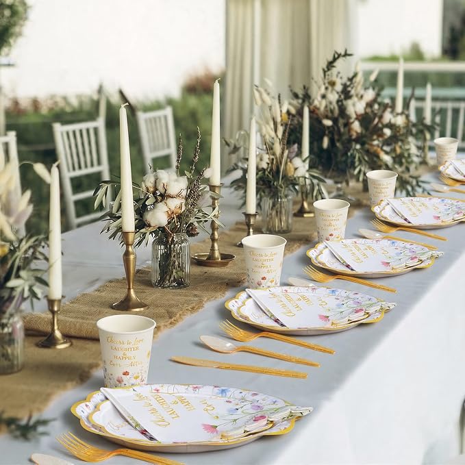 Pickmesh 400 Pcs Floral Bridal Shower Party Supplies Decorations Include Cheers - Image 6