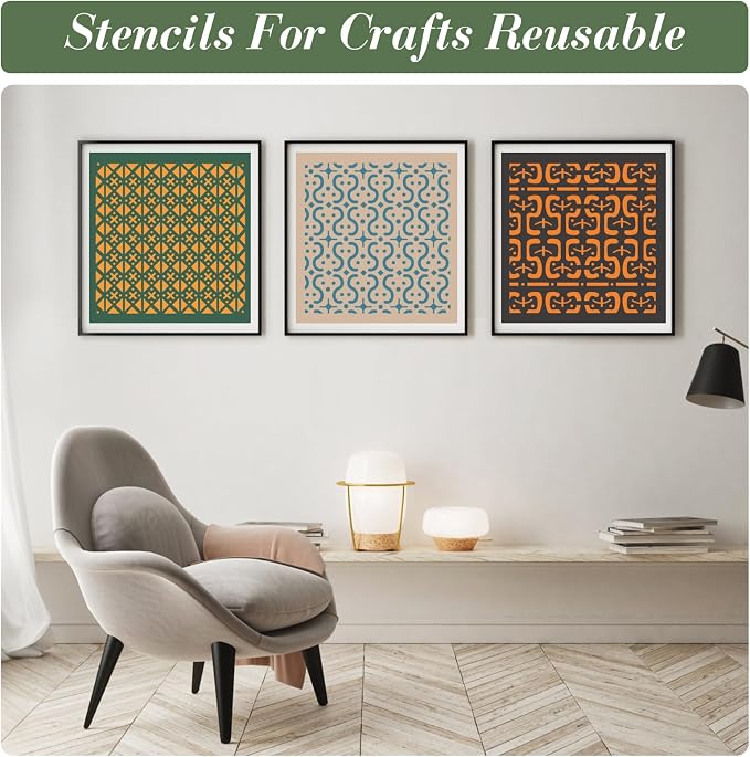 Geometric Texture Stencils for Crafts Reusable 25Pcs Stencils | DIY Art - Image 2