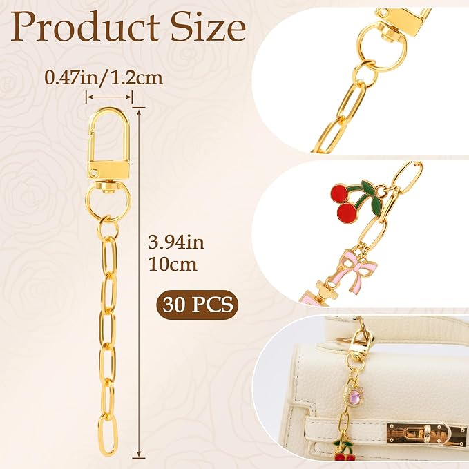 30pcs Gold Keychain Making Kit, Key Ring Swivel Snap Hook Chains, Extender - Image 2
