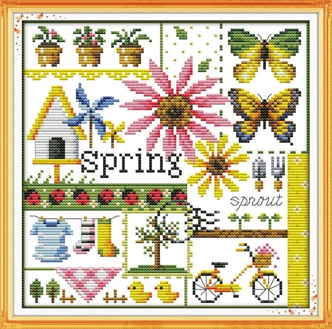 Awesocrafts 4 Pack Cross Stitch Kits, Four Seasons Easy Patterns Cross - Image 2