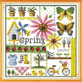 Awesocrafts Unstamped Cross Stitch Kits, Four Seasons of Spring Easy Patterns by Awesocrafts
