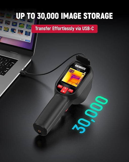 KAIWEETS KTI-200 Thermal Camera, 240x240 High IR Resolution, Thermal Imaging Camera with Laser Pointer, -4°F to 1022°F Infrared Imager, 25Hz Refresh Rate, 15 Color Palettes, 8H Run Time, 50°FOV, IP54