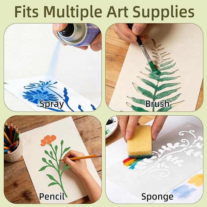 36 PCS Flower Stencils for Painting on Wood, 6x3 Inch Reusable Wildflower - Image 4