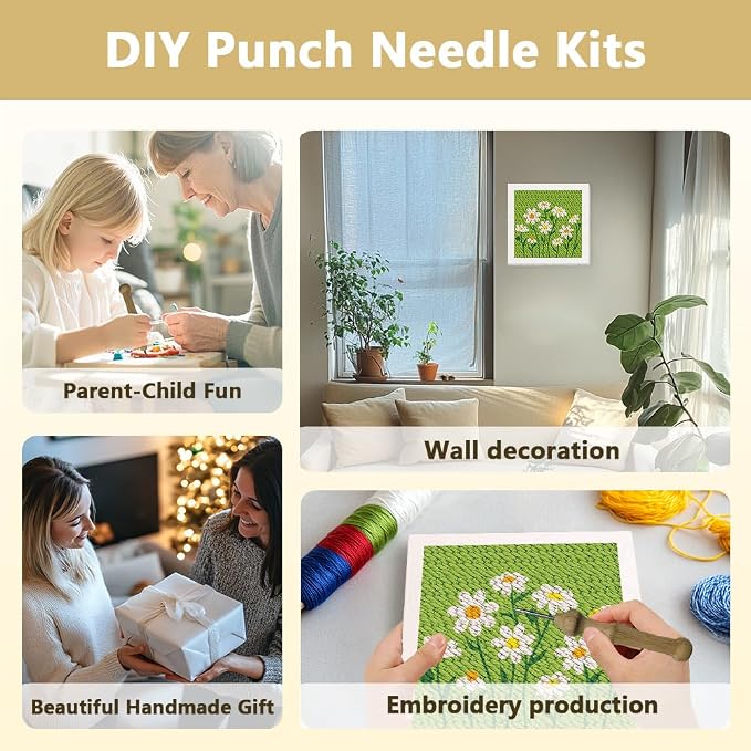 DOODLREAM Daisy Flower DIY Punch Needle Embroidery Kit - Image 4