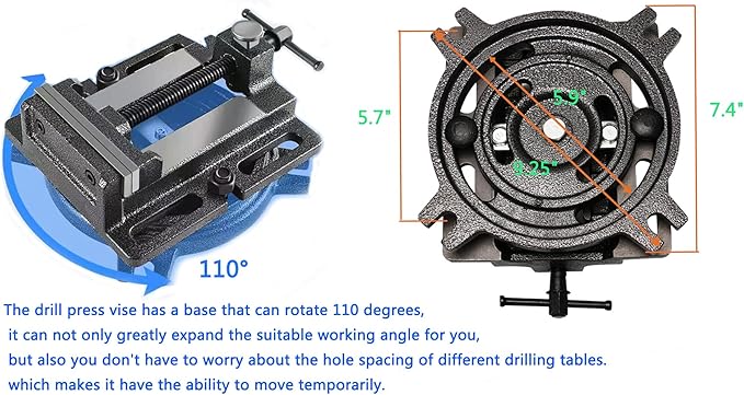 MYTEC 4.2" Quick Release Workbench Industrial Vise Clamp, Portable Heavy Duty Vice for Drill Press, 110°Swivel Base, High-grade cast steel Bench Clamp for Woodworking Milling Machine Drill Press