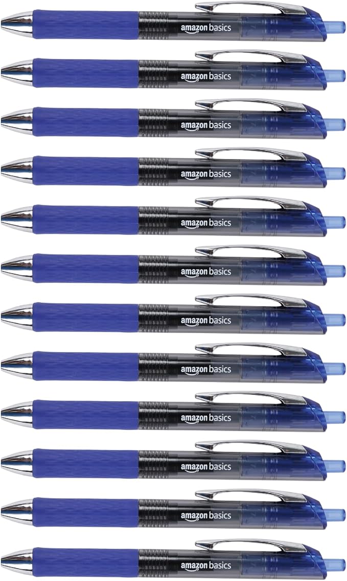 Amazon Basics Retractable Gel Pens, Fine Point 0.7mm, Smooth Writing, No-Smear by AmazonBasics