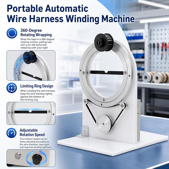Electric Wire Tape Wrapping Machine, Portable Automatic Harness Tape Winder - Image 4