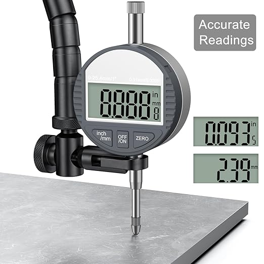 HDLNKAK Dial Indicator Magnetic Base, Digital Dial Indicator Tools Set for Alignment, Precise Measurement Tool with Flex Arm Base and Indicator Combo