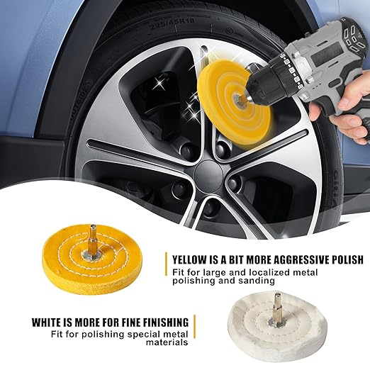 26pcs Buffing Wheel Kit for Drill – Different Size and Density Polishing Buffing Wheels – Perfect for Car Detailing, Jewelry, DIY Buffing & Finishing– 1/4" Shank Fits Most Drills