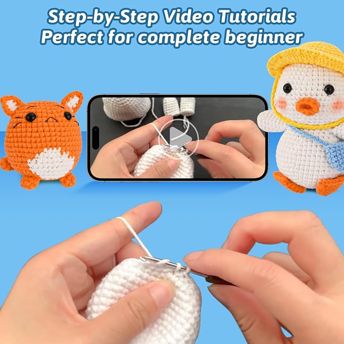 Gerute 6Pcs Crochet Kit for Beginners, Crochet Animal Kit - Image 3