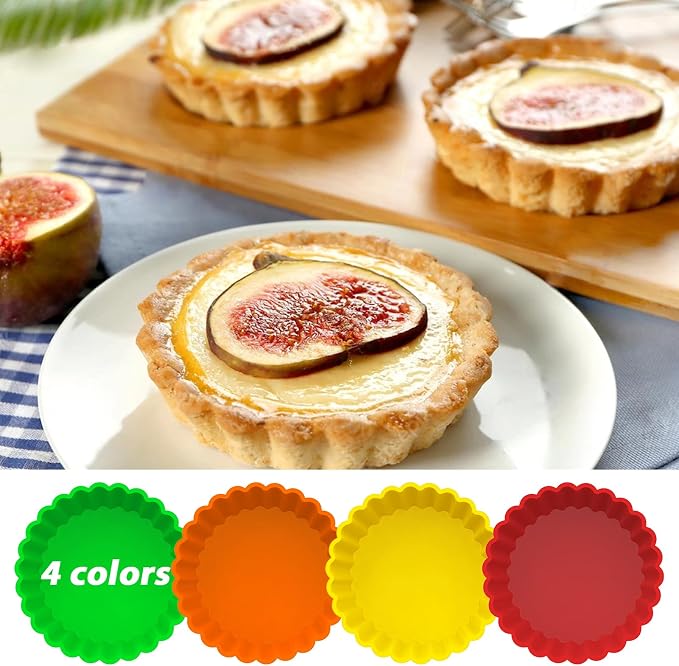 Webake Silicone Mini Tart Pan 4 Inch Non-stick Mini Quiche Molds Small Pie - Image 2