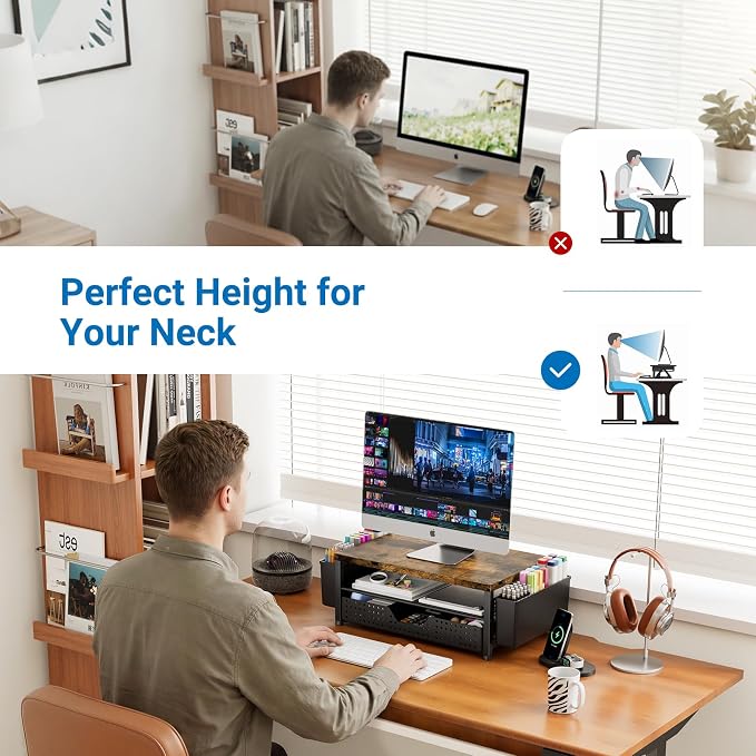 OPNICE Desk Organizers and Accessories, Computer Monitor Stand Riser - Image 4