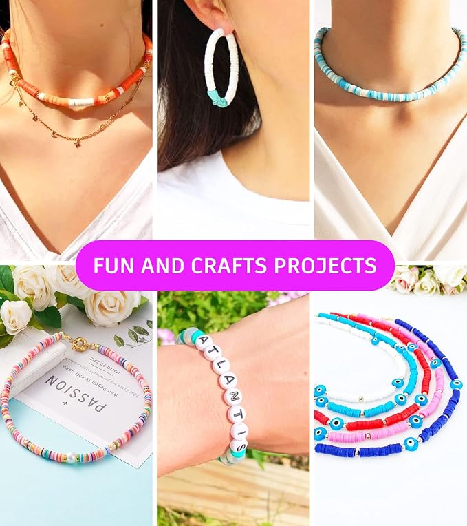Gionlion Clay Beads Bracelet Making Kit, Pack 2 Boxes Preppy Letter Spacer - Image 5