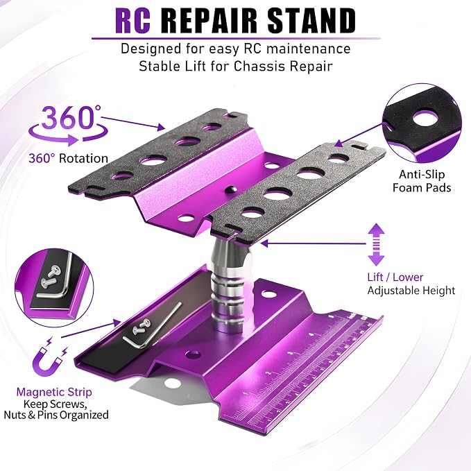 RC Repair Stand for 1/10 RC Cars, Aluminum RC Car Work Stand - Image 3