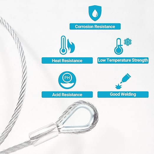 1/8 "T316 Stainless Steel Cable (Wire), 7 * 7 Strands of Twisted Metal for Aviation Construction, Silver with Cutters (300FT)