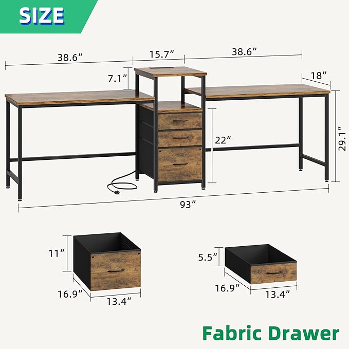 GYIIYUO 93'' Two Person Desk - Image 2