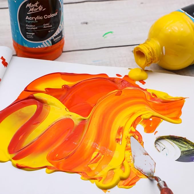 Mont Marte Signature Orange Acrylic Paint, Semi-Matte Finish, Suitable - Image 2