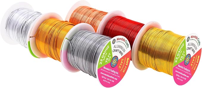 Mandala Crafts 22 GA Gray Copper Red Assorted Anodized Aluminum Craft Wire | - Image 2