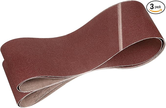 HARFINGTON 4 x 132 Inch Sanding Belts, 3 Pcs 80 Grit Aluminum Oxide Abrasive Belt Sander File Belt for Woodworking, Metal Polishing, Knife Sharpener