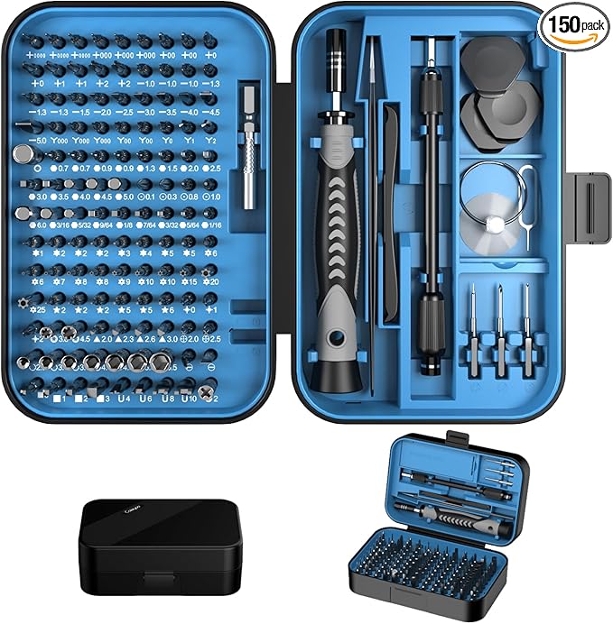 150 IN 1 Precision Screwdriver Set, 120 Bits Full Range Small Screwdriver Set, Magnetic Mini Repair Tool Kit for Ring Doorbell, Laptop, Switch, PS5, Xbox, Macbook, iPhone, Watch, Glasses - Navy Blue
