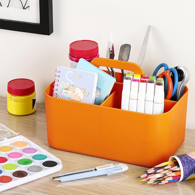 Multiuse Caddy Organizer with Handle, Portable Divided Plastic Tote Bin - Image 4