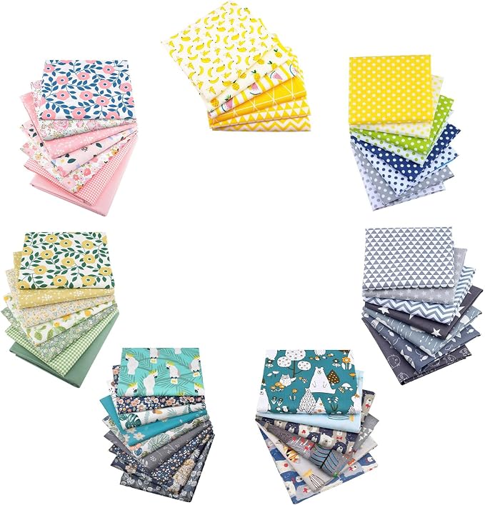 Aubliss 50pcs 100% Cotton Fabric Bundle 10" x 10" PreCut Fat Squares Sheets by Aubliss