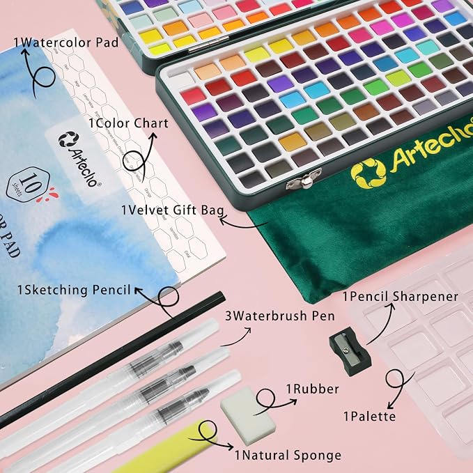 Artecho Watercolor Paint Set 168 Colors, Painting Kit - Image 3