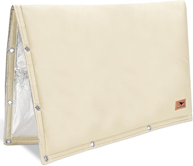 Backflow Preventer Insulation Cover - 2 Way Opening Pipe Insulation Cover for Irrigation Valve, Sprinkler Cover for Outside - Winter Freeze Protection Backflow Cover - 30" W x 24" H, Beige